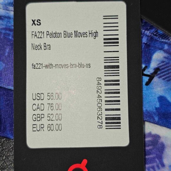 NWT WITH X Peloton Womens Purple Blue Moves High Neck‎ Sports Bra XS - Picture 3 of 3